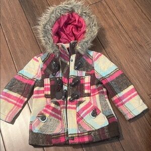 Urban Republic Girls' Plaid Jacket with Faux Fur
